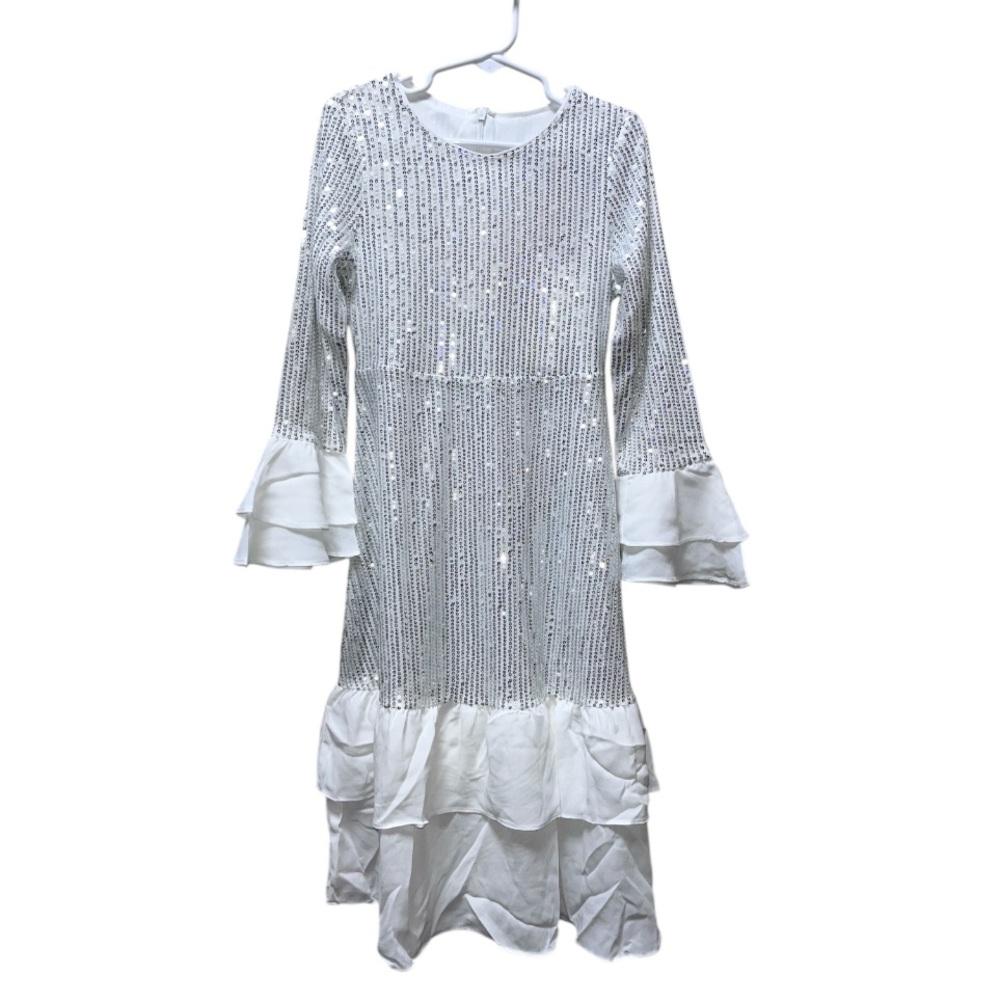Grace Karin - White & Silver Sequin Dress